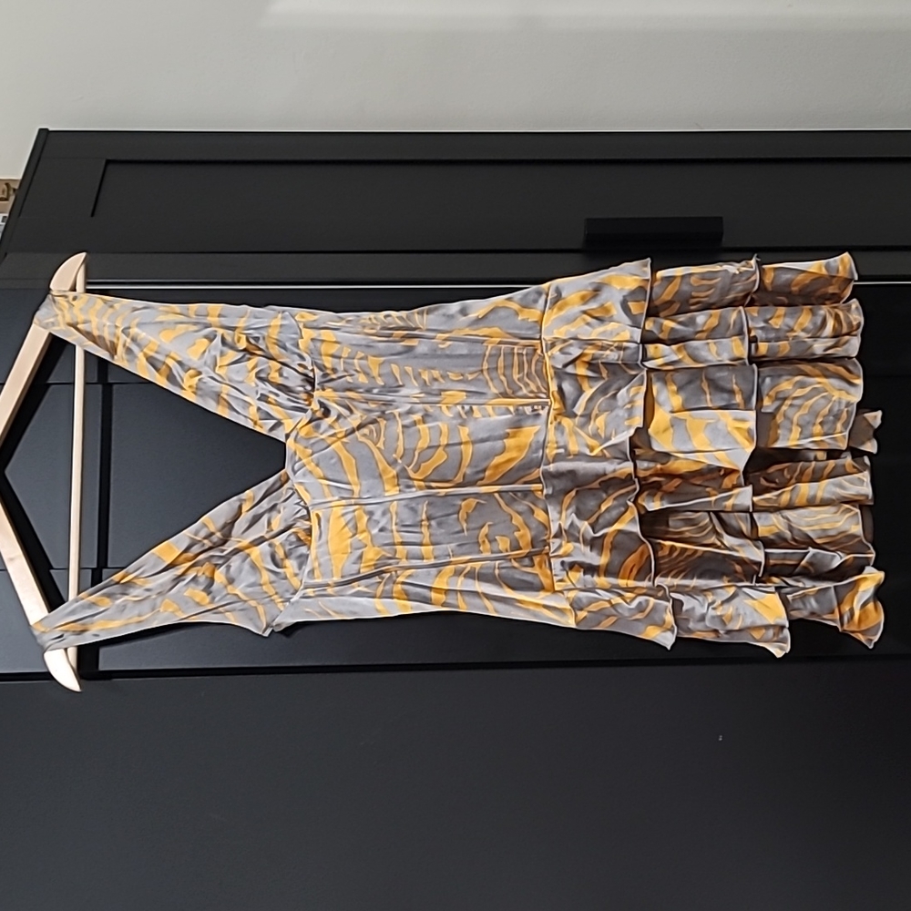 Marciano Vintage Satin Grey and Orange Dress